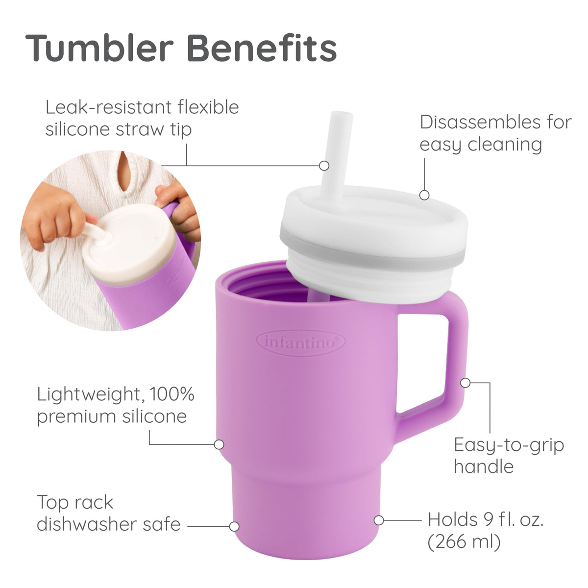 INFANTINO My 1st Tumbler minitops 255 ml, sirelililla, tilaga