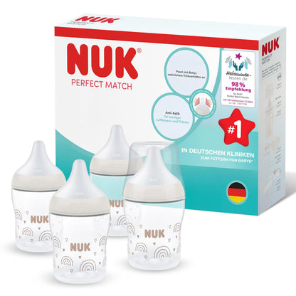 NUK Perfect Match lutipudelite komplekt vastsündinule, 150 ml, 4 tk, Rainbow
