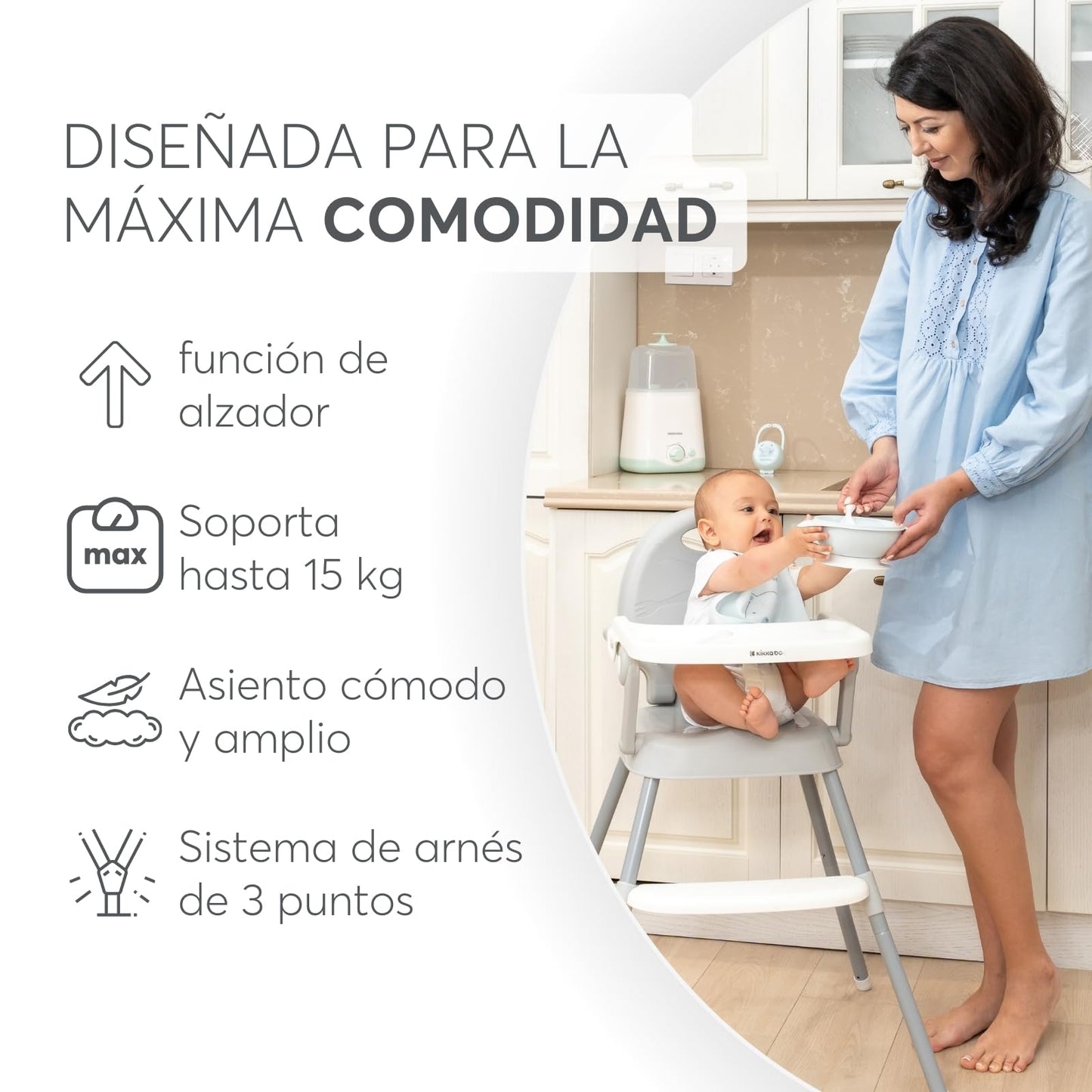 KikkaBoo Spoony 3-in-1 söögitool beebile, kokkupandav, eemaldatava kandikuga – münt