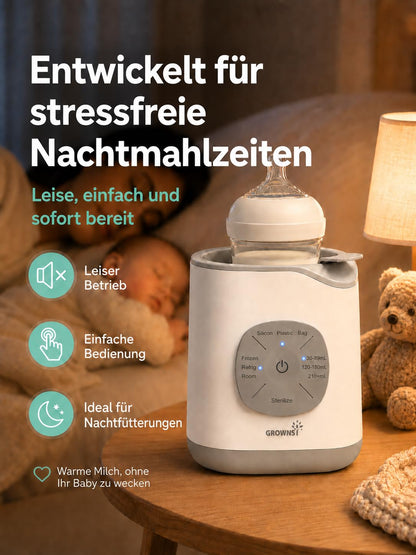 GROWNSY pudelisoojendaja temperatuurikontrolliga, hall-valge, kiire soojendus ja steriliseerimine