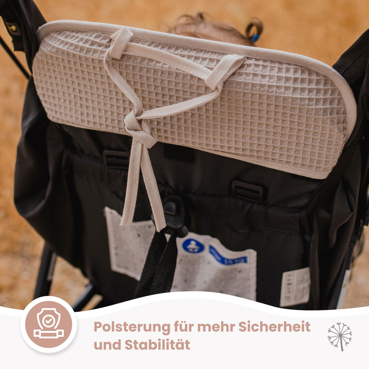 MIMUSELINA universaalne vankri istmepadi Waffle Mint, 34 × 84 cm