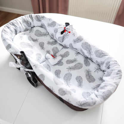 Totsy Baby vankrikorvikatte komplekt, 3-osaline, hallid suled