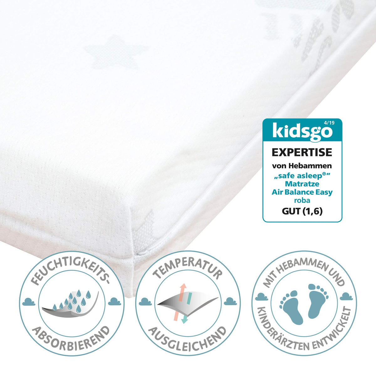 Roba Safe Asleep AIR madrats 75 × 100 cm, valge