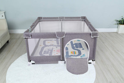 Star Ibaby Oxford XL mänguaedik ülipehme mängumatiga, 125 × 125 cm, hall (Soft Grey)