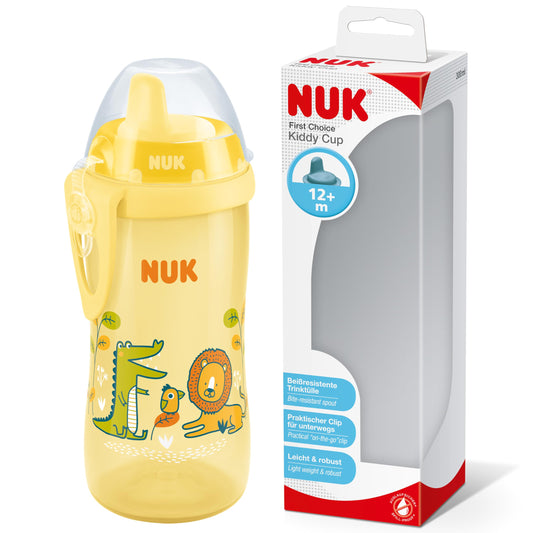 NUK Kiddy Cup joogitops lastele, 12+ kuud, 300 ml, kollane