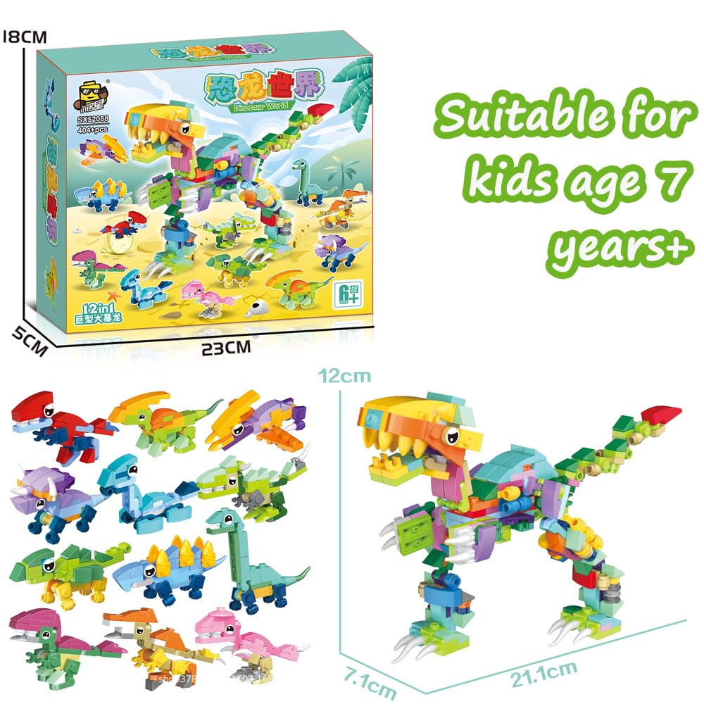 AIDIER 12-ühes dinosauruste ehitusklotsid, hariv ehituskomplekt lastele alates 7. eluaastast