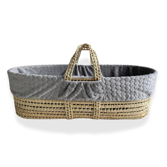 Clair de Lune “Marshmallow” varuvooder palmi- ja vitstest beebikorvile, 104 × 72 cm, hall