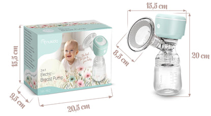 Nukido elektriline rinnapump, 3 režiimi, LED-ekraaniga, BPA-vaba, türkiissinine-valge