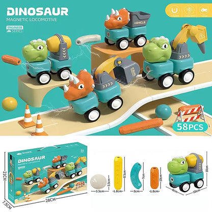 Kizozo DIY dinosauruste auto-komplekt, magnetiline ehitusmänguasi lastele