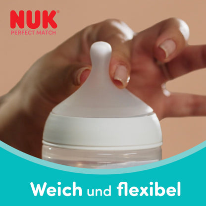 NUK Perfect Match lutipudel 3+ kuud 260 ml Temperature Control, 3 tk, jõehobu