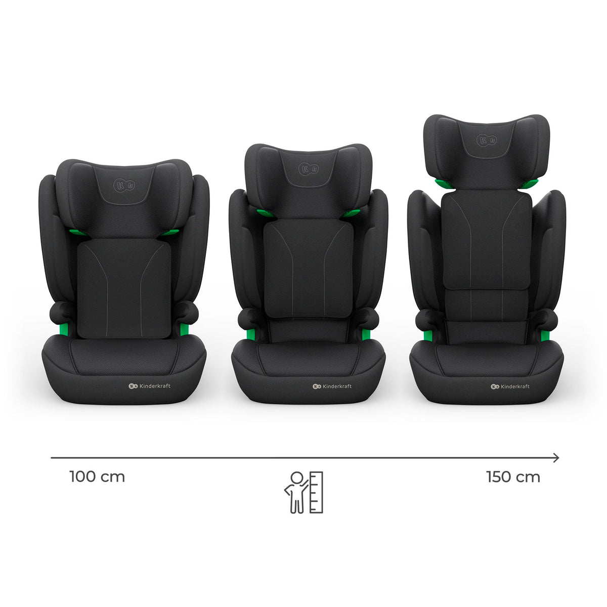 Kinderkraft JUNIOR FIX 2 PRO turvatool 100–150 cm, ISOFIX, must