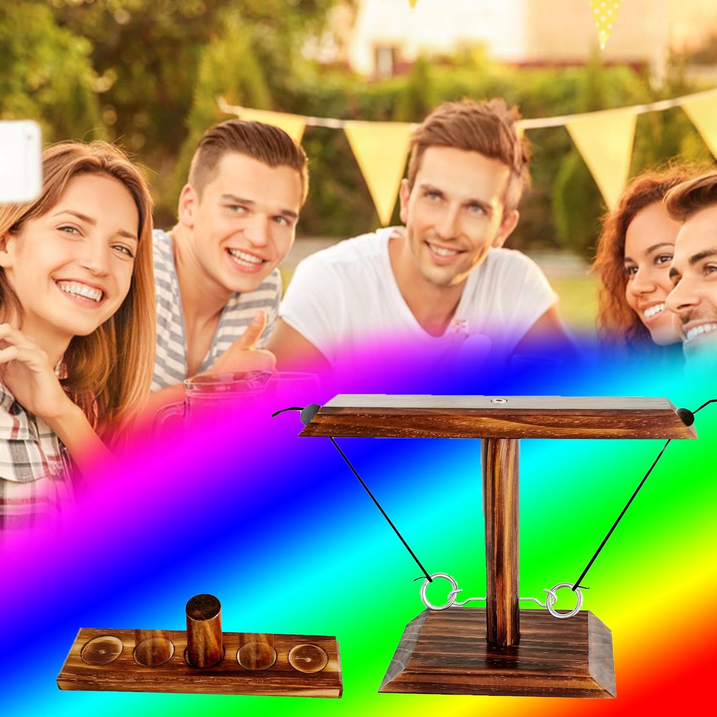 Käsitööna valmistatud puidust Ring Toss mäng – kiire ja interaktiivne osavusmäng perele ja sõpradele