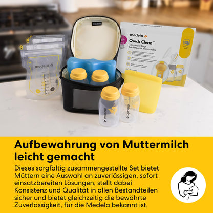 Medela rinnapiima hoiustamise komplekt 150 ml pudelite, Easy Pour kottide ja jahutuskotiga