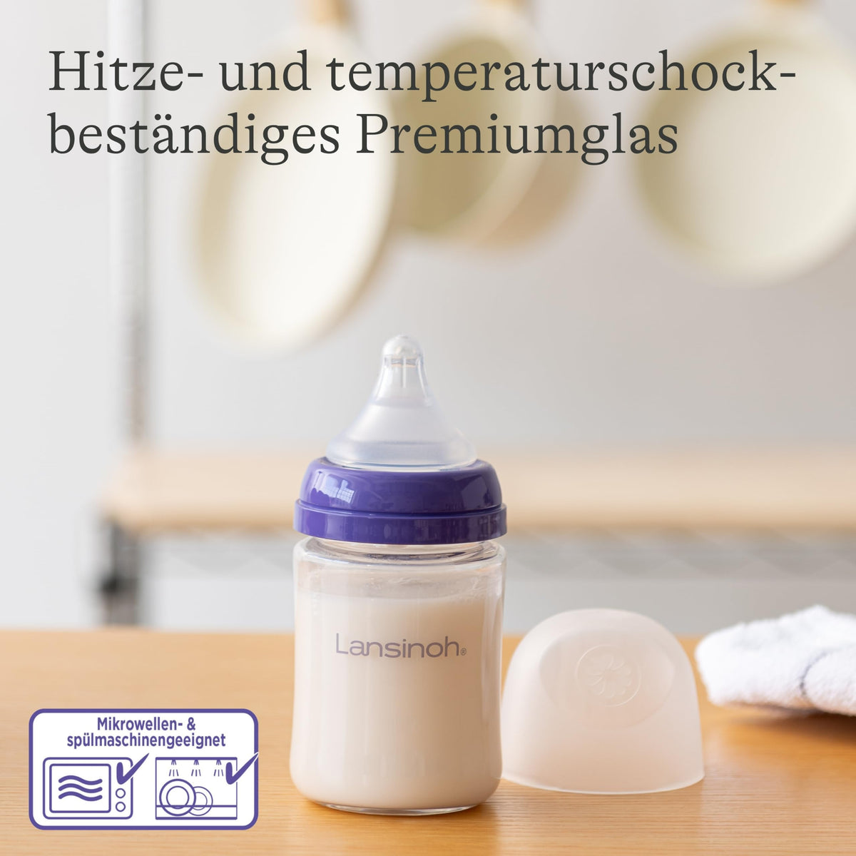 Lansinoh klaasist lutipudel NaturalWave lutinibuga S, 160 ml