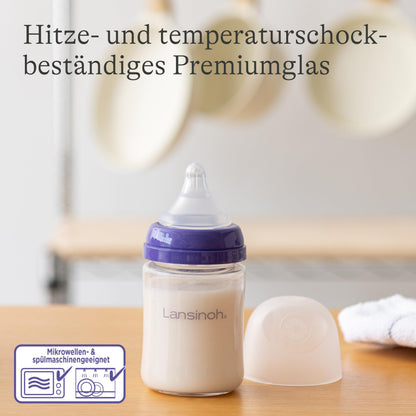 Lansinoh klaasist lutipudel NaturalWave lutinibuga S, 160 ml