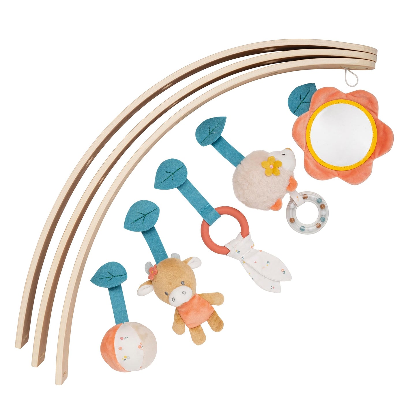 Nattou mängumatt puidust mängukaarega Mila, Zoe & Lana, 80 cm, beež