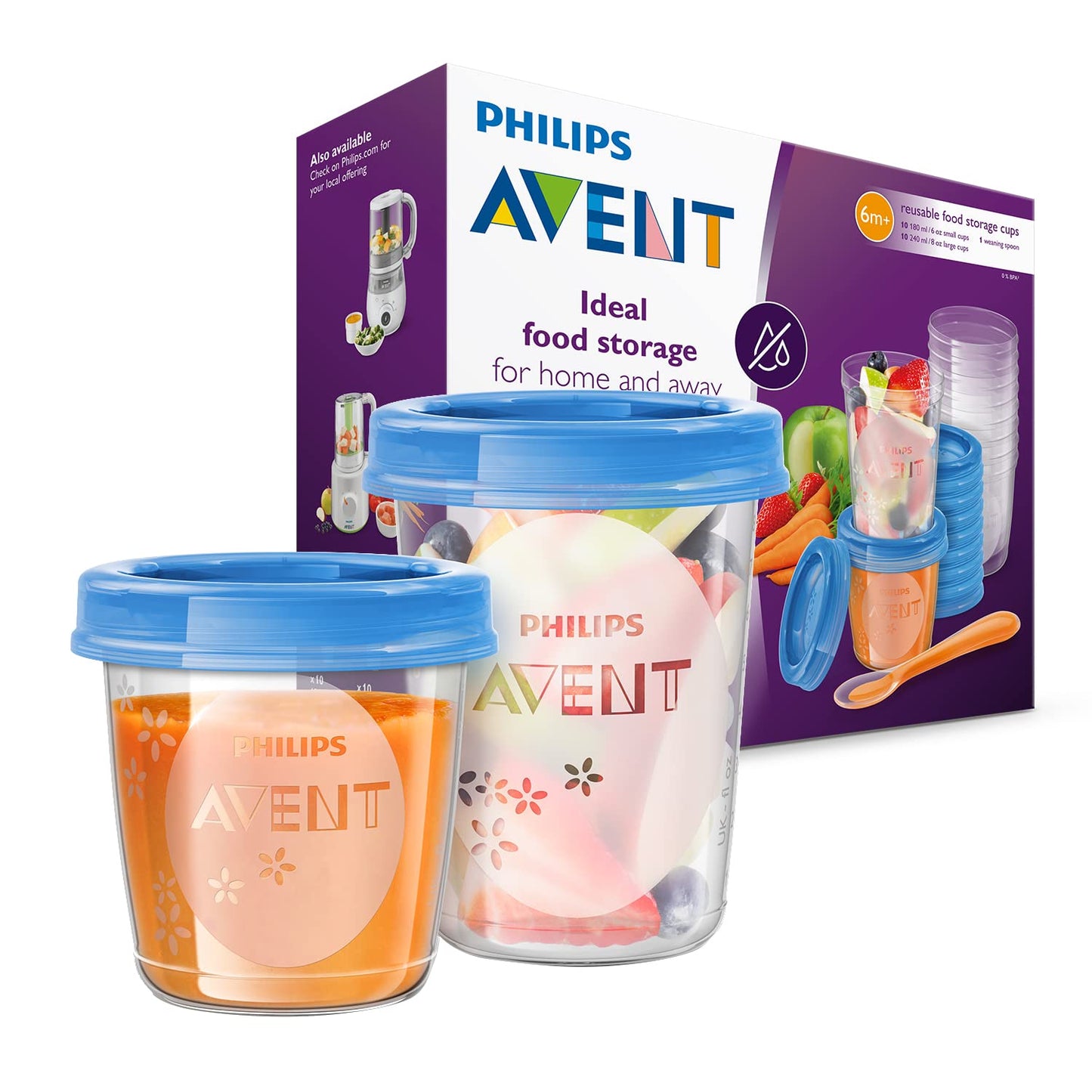 Philips Avent toidusäilitustopsid 180/240 ml + lusikas, 20 tk