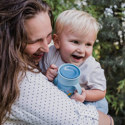 Suavinex 360° lekkekindel õppetass käepidemetega, 340 ml, Blue Forest