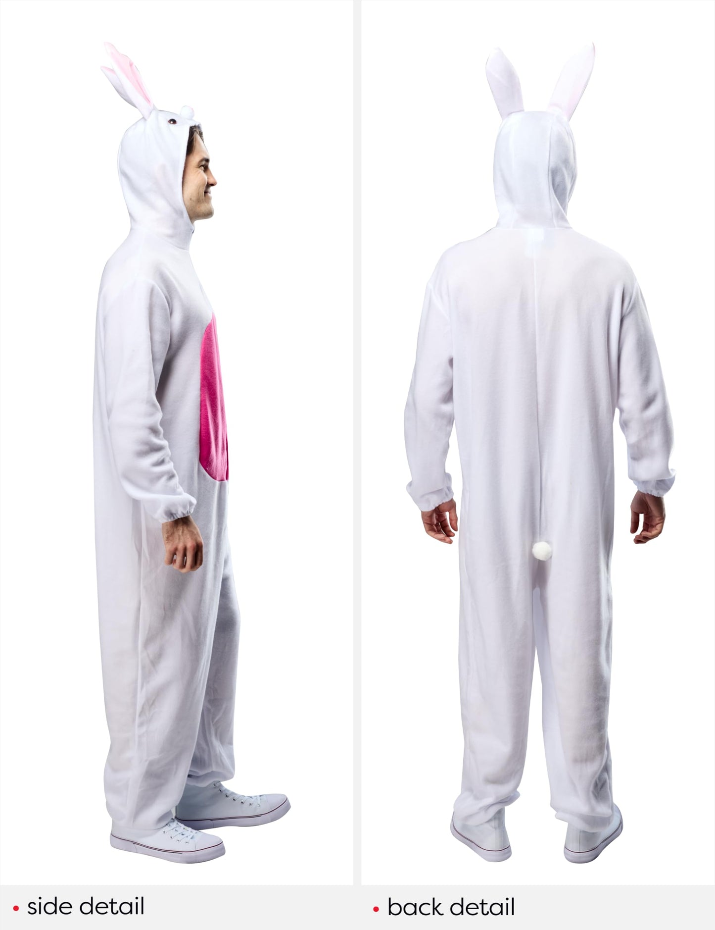 Rubie’s täiskasvanute jänese kostüüm, unisex, valge roosade detailidega