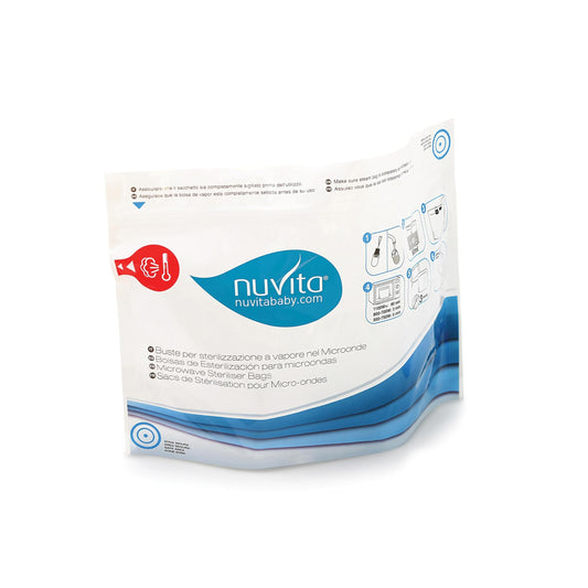 Nuvita mikrolaineahju steriliseerimiskotid, 5 tk komplektis, korduvkasutatavad