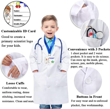 CoatCool children's scientist costume with white lab coat, 140-150cm