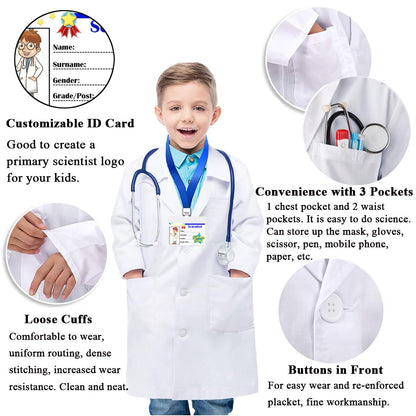 CoatCool children's scientist costume with white lab coat, 140-150cm
