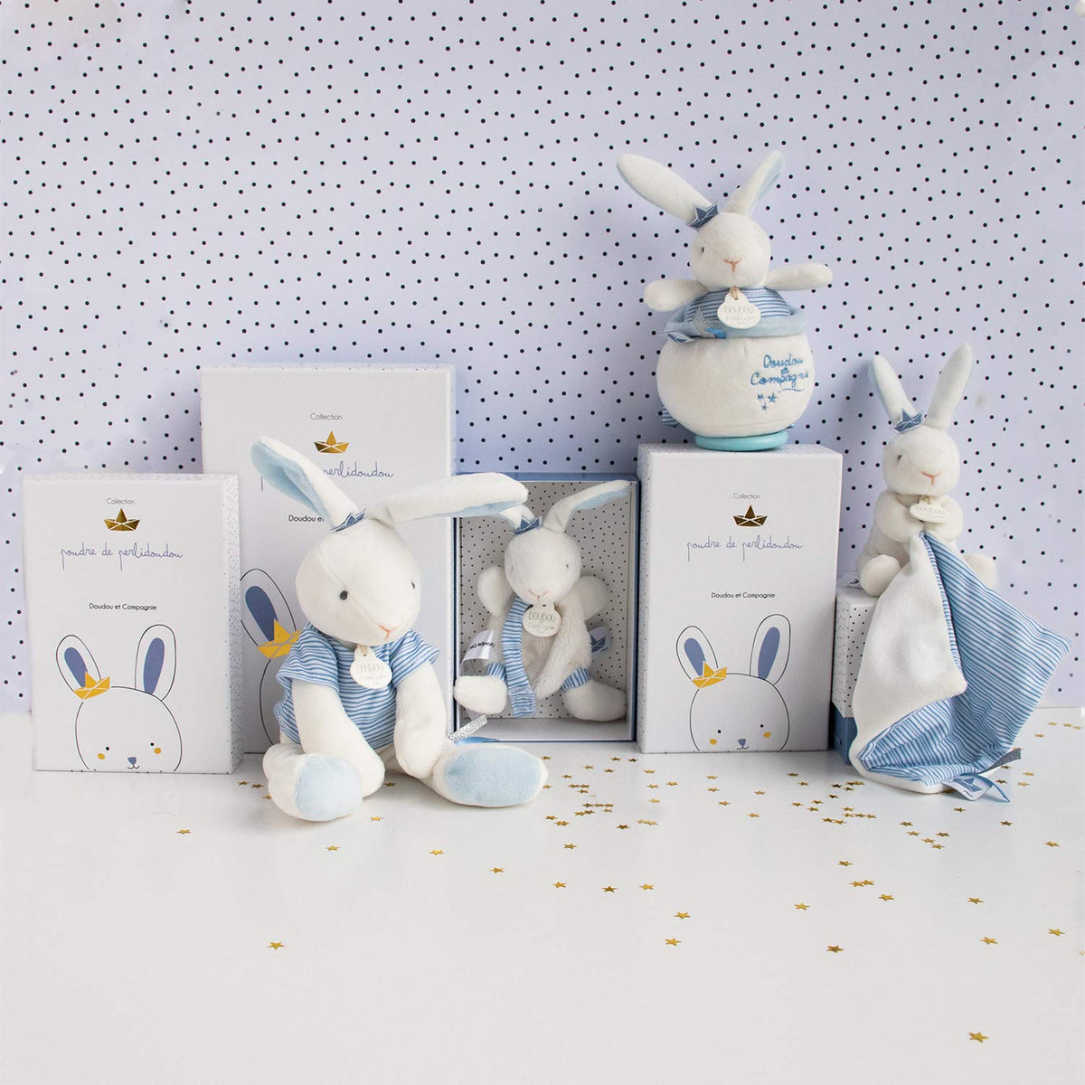 Doudou et Compagnie DC3511 jänesekujuline kaisulapp lutiklambriga, sinine