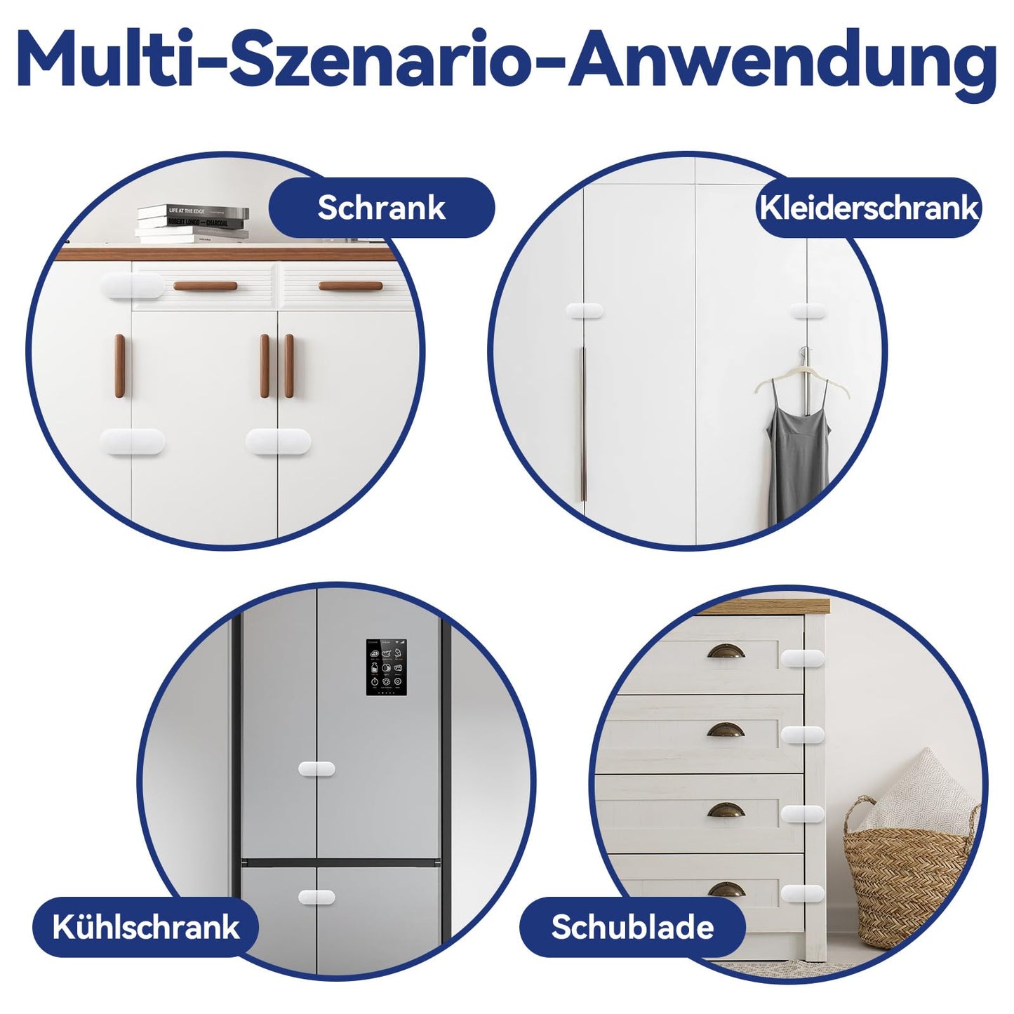 ECHOCUBE laste turvalukud kappidele, 11 tk, valge, BB24DC282-WH