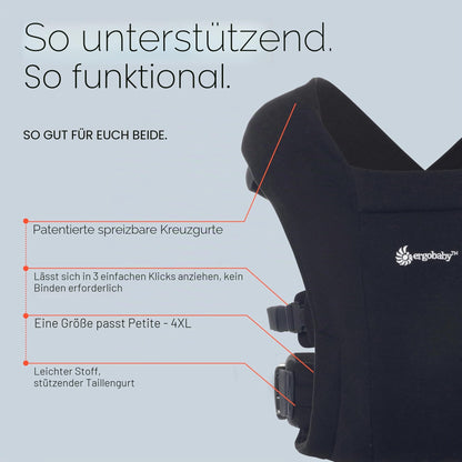 Ergobaby Embrace beebikandekott vastsündinule 0–12 kuud, Pure Black