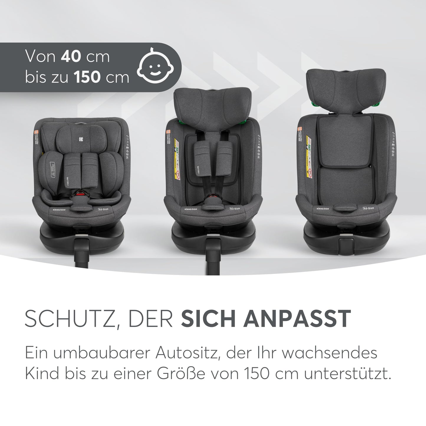 KikkaBoo i-SECURE 360° pöörlev turvatool 0–36 kg / 40–150 cm, tumehall