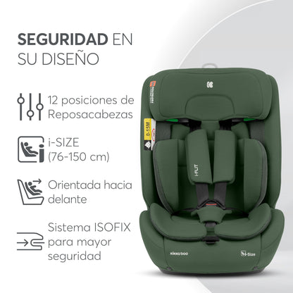 KikkaBoo i-FLIT i-Size turvatool, 76–150 cm, ISOFIX, roheline
