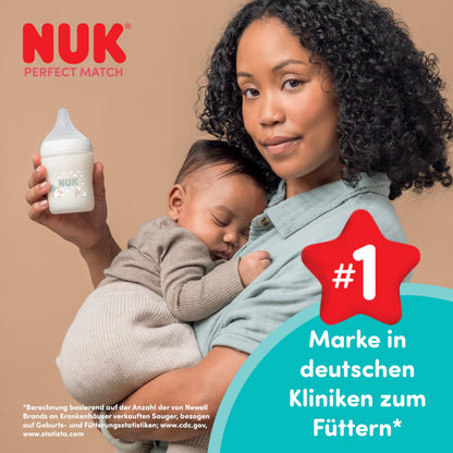 NUK Perfect Match lutipudel 3+ kuud 260 ml Temperature Control, 3 tk, jõehobu