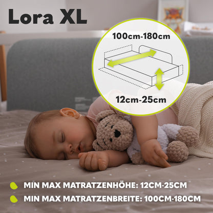 Lionelo Lora XL voodipiire vanemate voodile 150 cm, hall (18 kuud kuni 5 aastat)