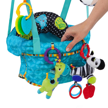 Bright Starts Bounce 'n Spring Deluxe uksekiik beebile, mänguasjadega