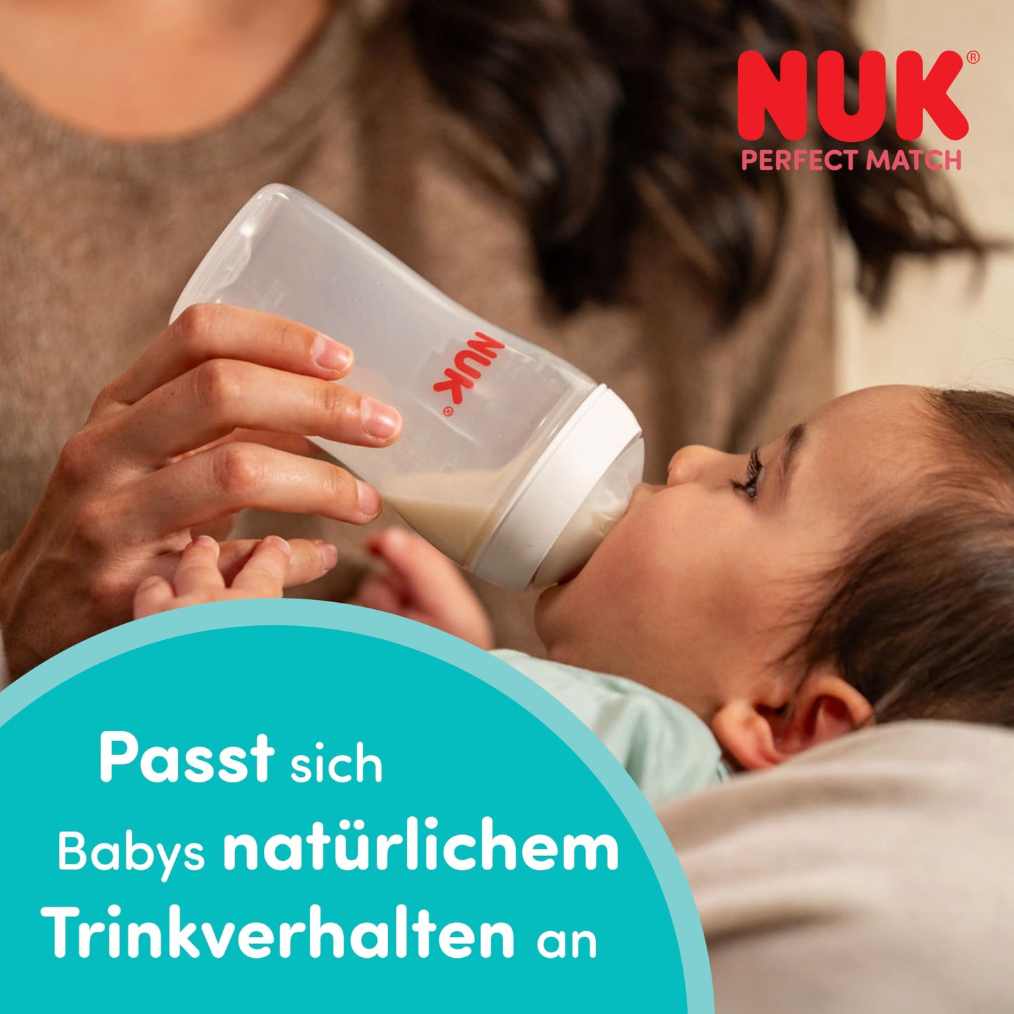 NUK Perfect Match lutipudel 3+ kuud 260 ml Temperature Control, 3 tk, jõehobu