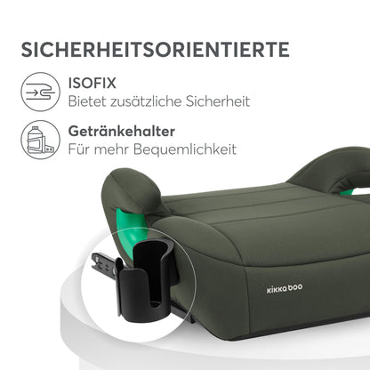 Kikka Boo i-Pop turvatooli istmekõrgendus, i-Size, ISOFIX, 22–36 kg, roheline
