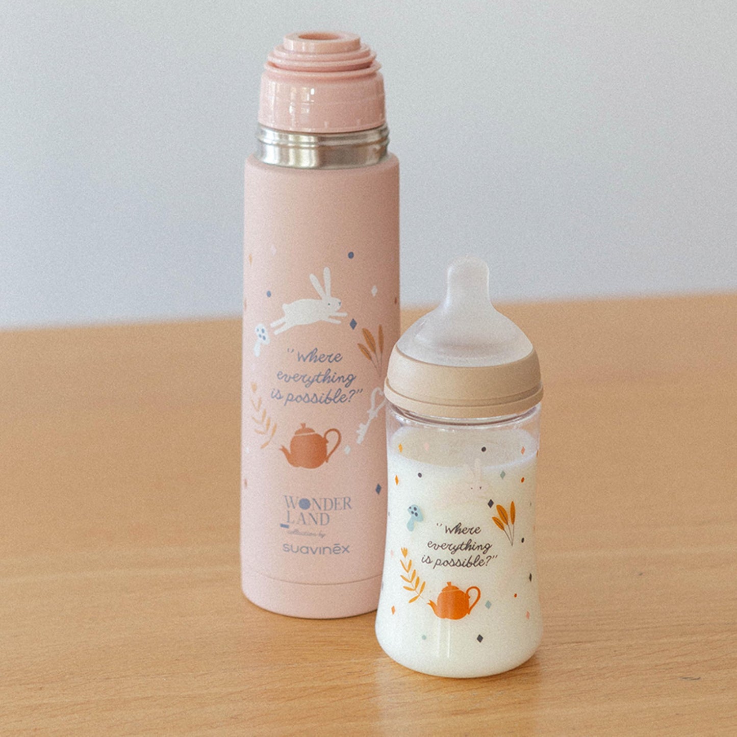 Suavinex roostevabast terasest termospudel 500 ml, roosa (Wonderland kollektsioon)