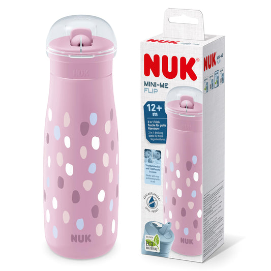 NUK Mini-Me Flip joogipudel kõrrega, 450 ml, roosa, 12+ kuud