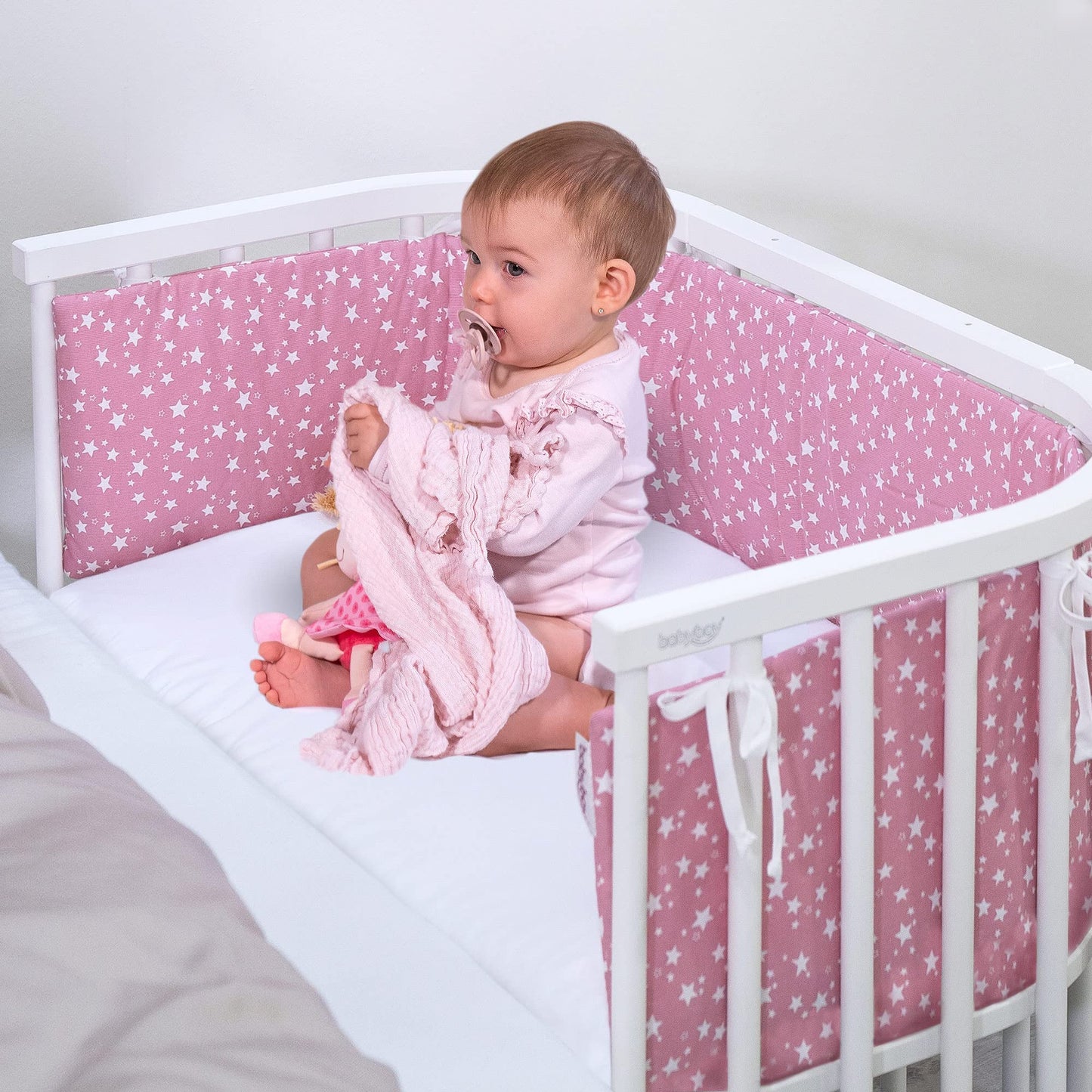 babybay voodipehmendus mudelitele Maxi, Boxspring, Comfort ja Comfort Plus, valge Sand/Berry
