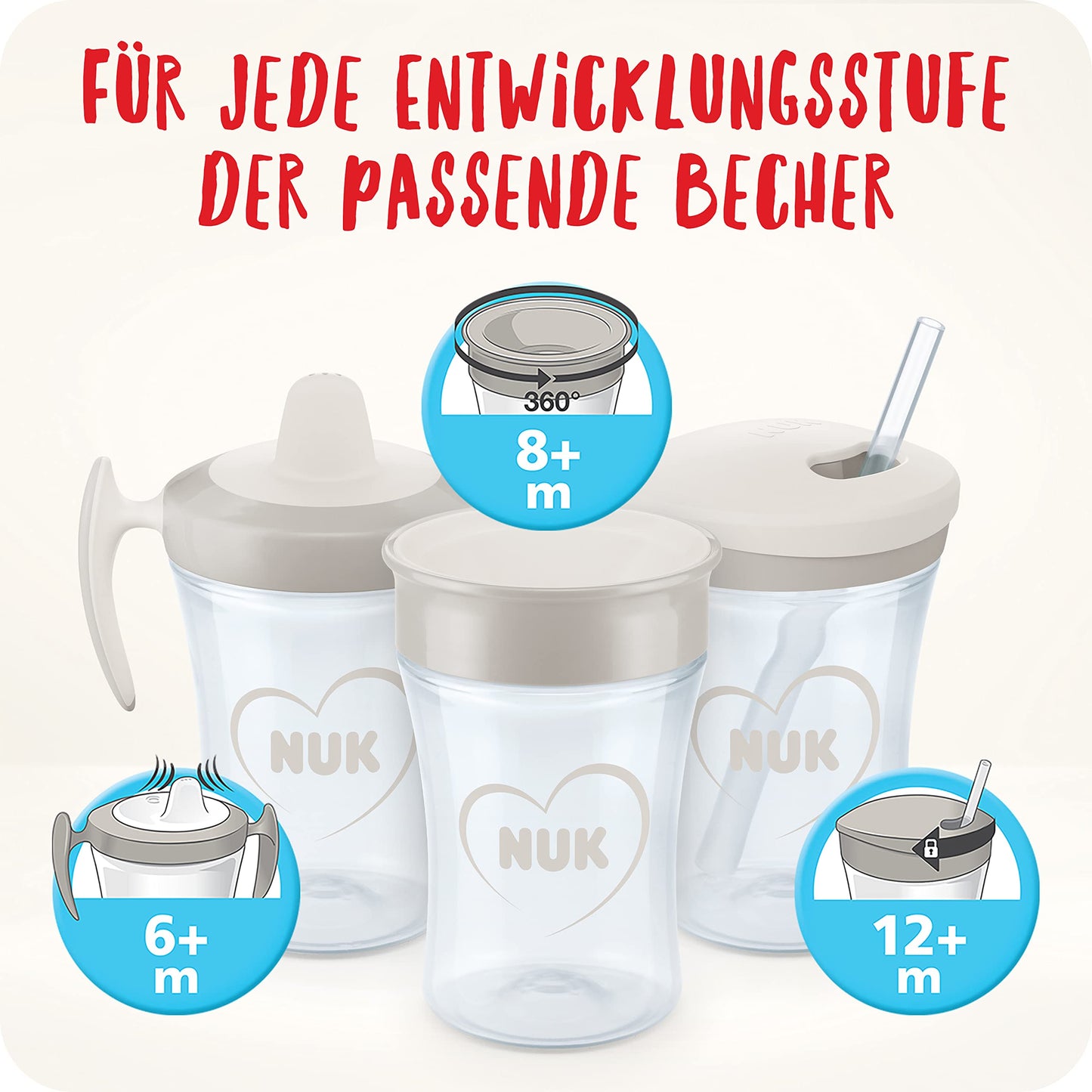 NUK Trainer Cup 230 ml, roosa pingviin, 6+ kuud