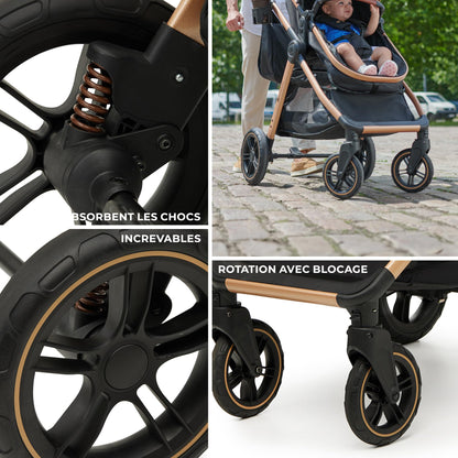 Kinderkraft ESME 3-in-1 vankrikomplekt kandekorvi, jalutuskäru ja i-Size turvahälliga, Moonlight Grey