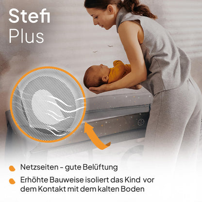 Lionelo Stefi Plus reisivoodi (2 kõrgust), roosa, kuni 15 kg, LO-STEFI PLUS PINK MAGNOLIA