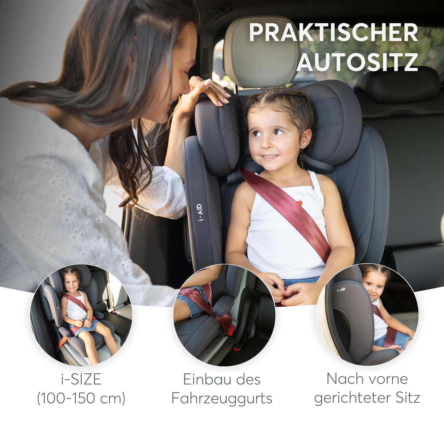 KikkaBoo i-AID i-Size turvatool 100–150 cm (15–36 kg), hall