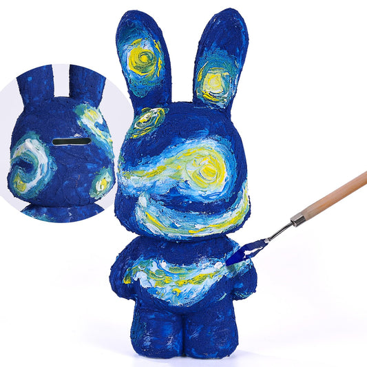 DIY jänese kujuline kassa meisterduskomplekt lastele, maalitav „Galaxy“ stiil