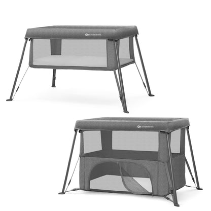Kinderkraft CAMI 3 ühes beebivoodi, reisivoodi ja mänguaedik, hall