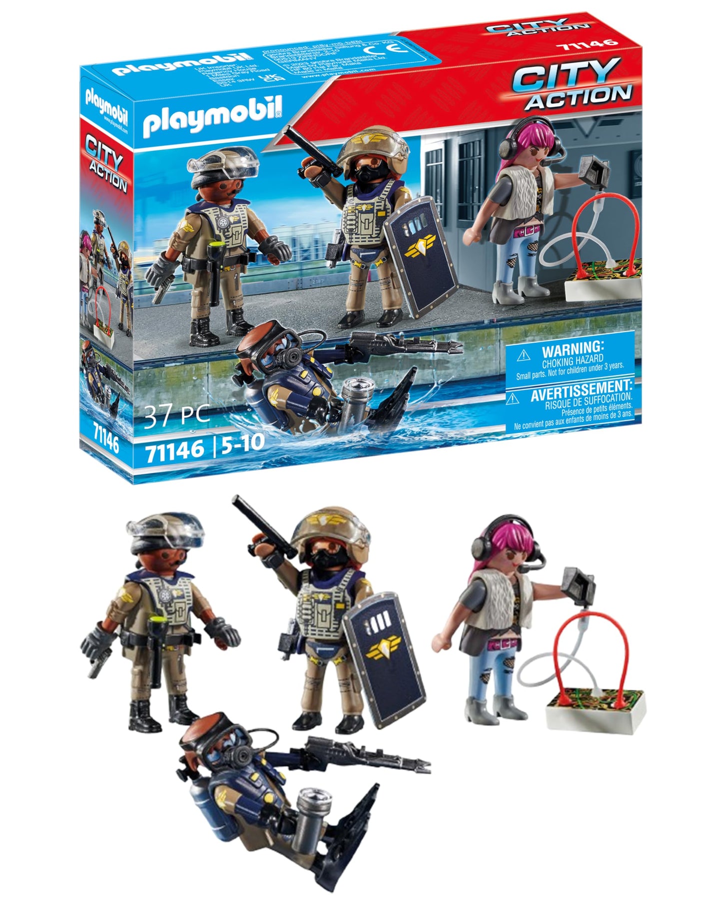 Playmobil City Action politsei eriüksuse mängukomplekt SWAT-sukeldujatega (71146)