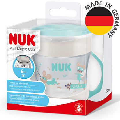 NUK Mini Magic joogitops 360° äärega, 160 ml, alates 6. elukuust, sinine hiirekujundusega