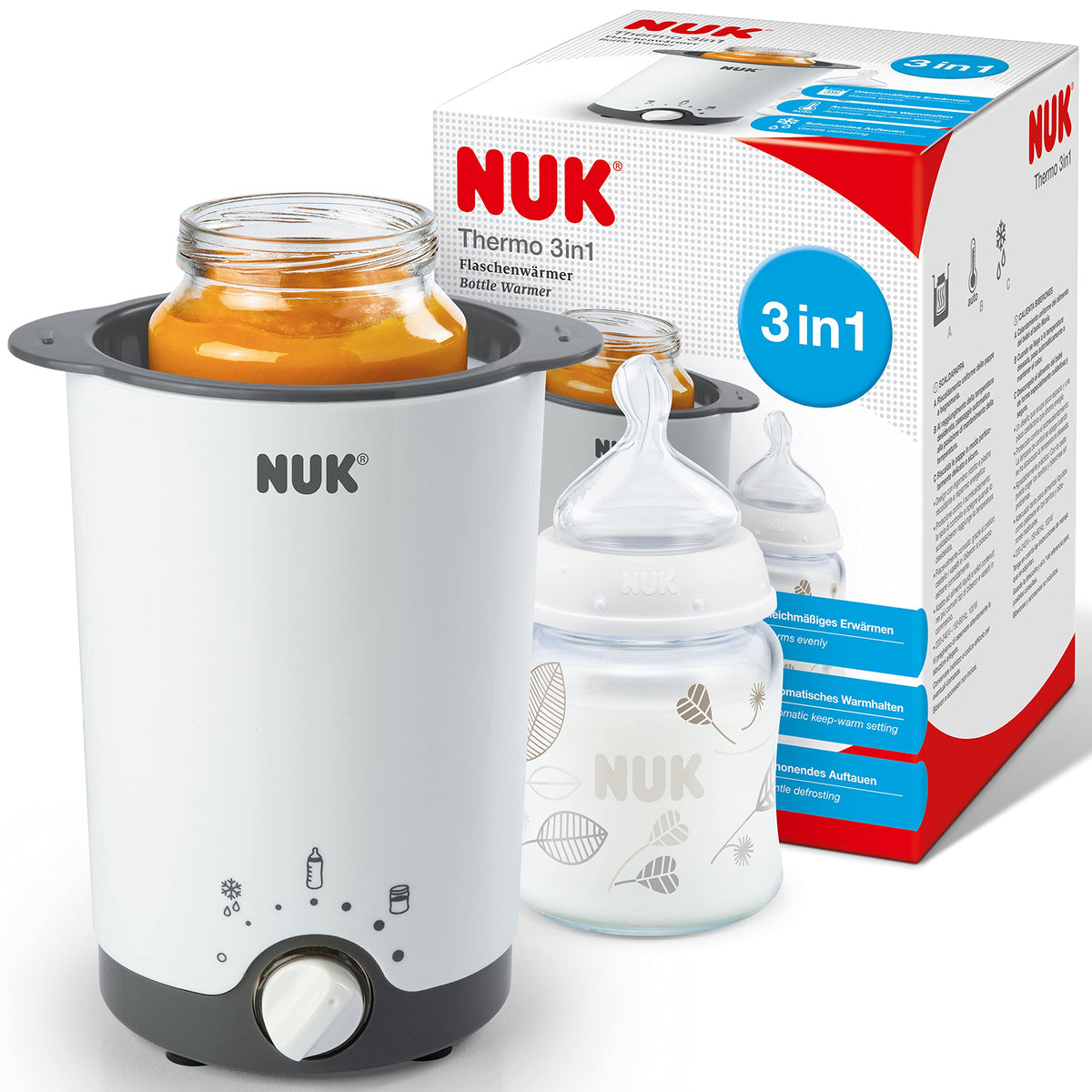 NUK Thermo 3in1 pudelisoojendaja, valge, EU-pistik