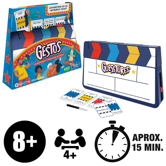 Hasbro Gaming Gestos mimemäng perele, 260 kaardi ja taimeriga, hispaaniakeelne versioon (F6421105)