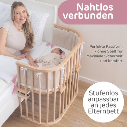 babybay Original vooditasku pöögipuust, naturaalne + voodipehmendus (mesh), lina ja madrats